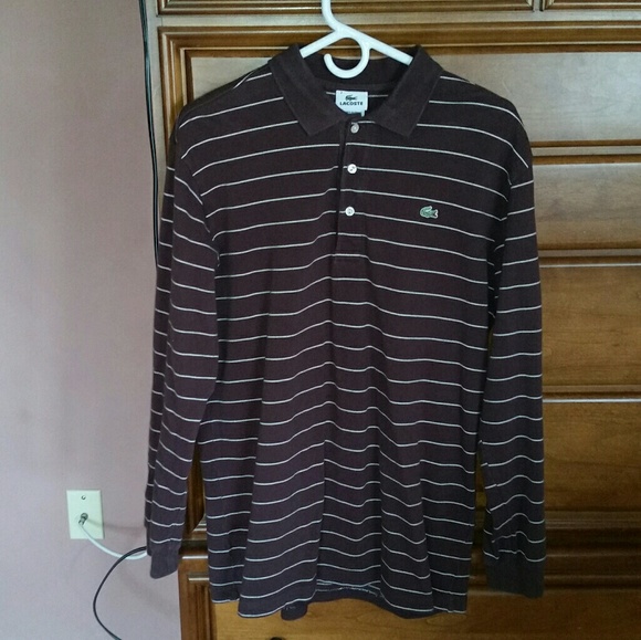 Lacoste Other - Lacoste brown and white long sleeve polo